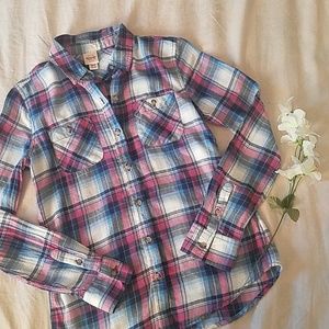 💗 Pink & Blue Plaid Shirt